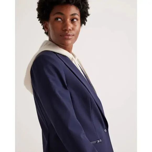 Quince Scuba Dickey Jacket in Navy Blue Cashmere Dickey Blazer Insert Size Small - Picture 2 of 16